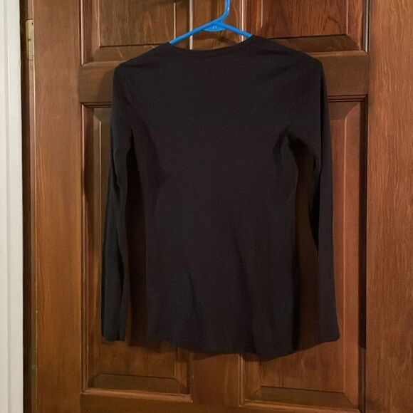 G.H. Bass black size S long-sleeve t-shirt Tee top round neck, 15” pit-pit - Picture 12 of 12